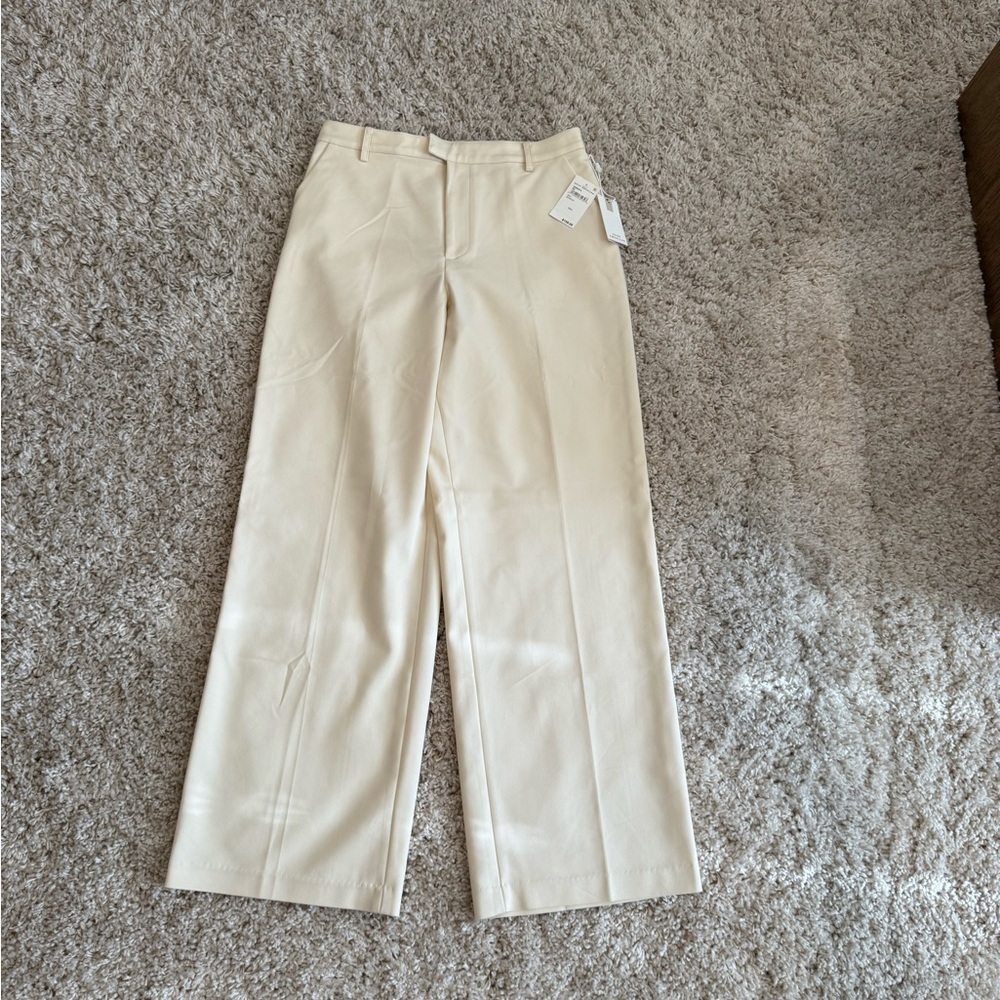 Good American Cream Wide-Leg Trousers